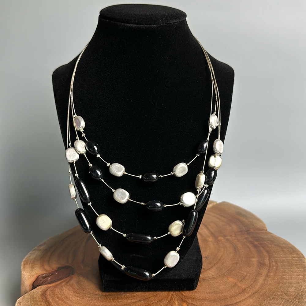 Black and Silver Statement Necklace